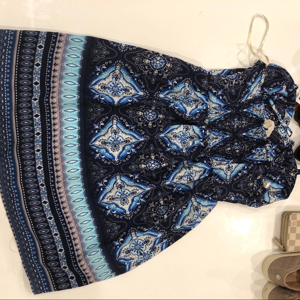 NWT Blue Patterned Mini Dress - Picture 5 of 5